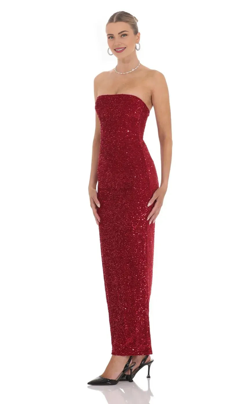 Charming Sheath/Column Strapless Neck Sleeveless Zipper Up Floor-Length Prom Dress