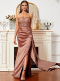 Charming Sheath Strapless Neck Sleeveless Backless Floor-Length Prom Dress
