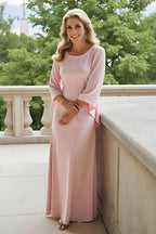Charming Sheath Round Neck Long Sleeve Cape Floor-Length Mother of the Bride Dress
