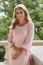 Charming Sheath Round Neck Long Sleeve Cape Floor-Length Mother of the Bride Dress