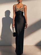 Charming Sheath Square Neck Sleeveless Back Zip Floor-Length Evening Dress