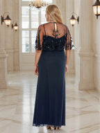 Charming Sheath V Neck Sleeveless Back Zip Floor Length Plus Size Prom Dress