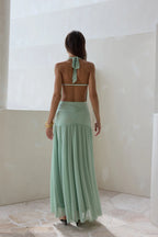 Charming Statement Halter Neck Sleeveless Backless Floor-Length Cocktail Dress