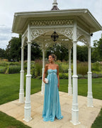 Charming Sweetheart Sleeveless A-Line Metallic Pleated Long Prom Dress