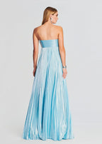 Charming Sweetheart Sleeveless A-Line Metallic Pleated Long Prom Dress