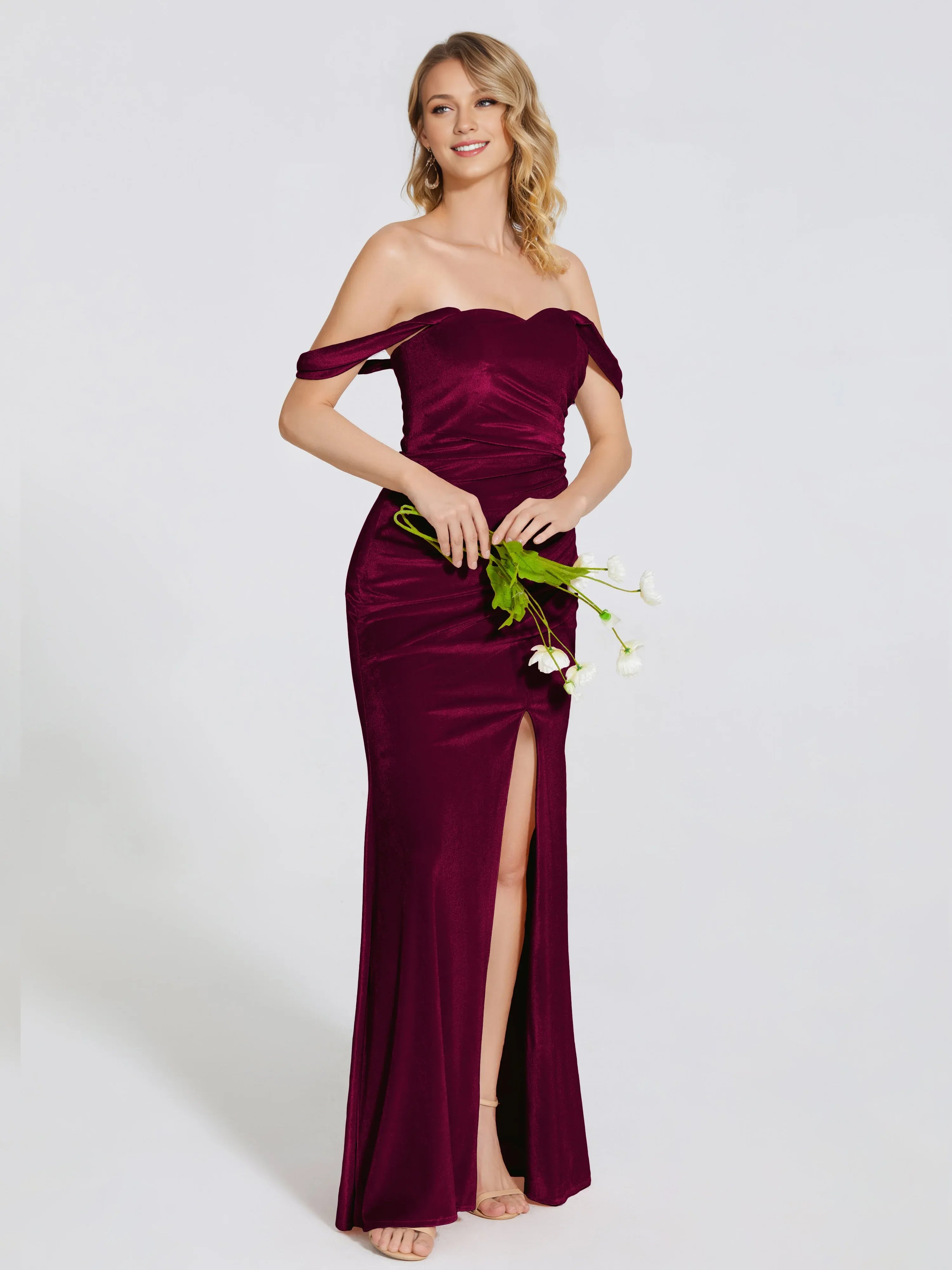 Trumpet Off Shoulder Sleeveless Backless Floor-Length Prom Dress