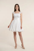White Charming A-Line Square Neck Cap Sleeve Short Homecoming Dress