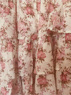 Pink Charming A-Line Square Neck Puff Sleeve Ruffled Floral Mini Homecoming Dress