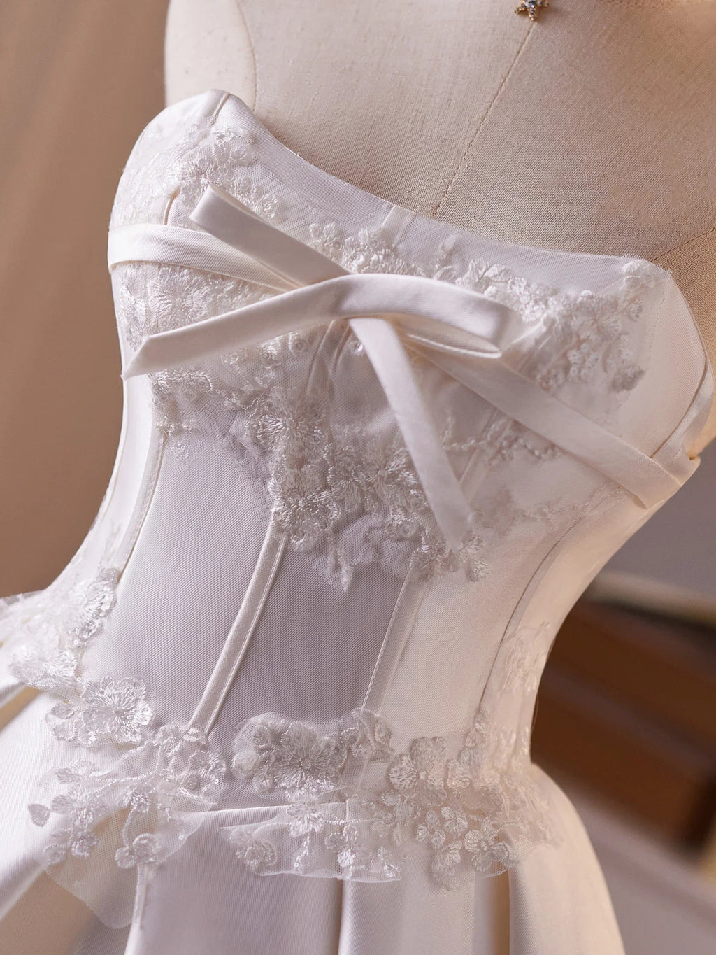 Ivory Charming A-Line Strapless Corset Bow Short Mini Homecoming Dress