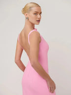 Charming Sheath/Column Boat Neck Sleeveless Backless Floor-Length Prom Dress
