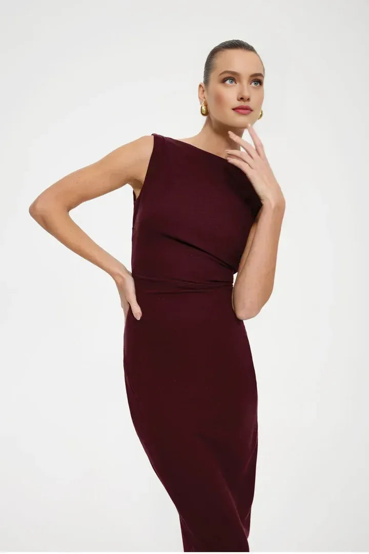Charming Sheath/Column Boat Neck Sleeveless Backless Floor-Length Prom Dress