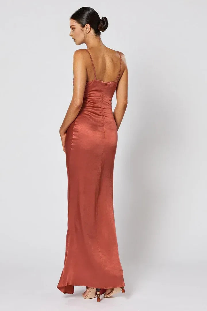Cheap Fitted Spaghetti Straps Sleeveless Floor-Length Prom Dress