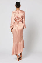 Cheap Fitted V Neck Long Sleeve Ankle-Length Prom Dress