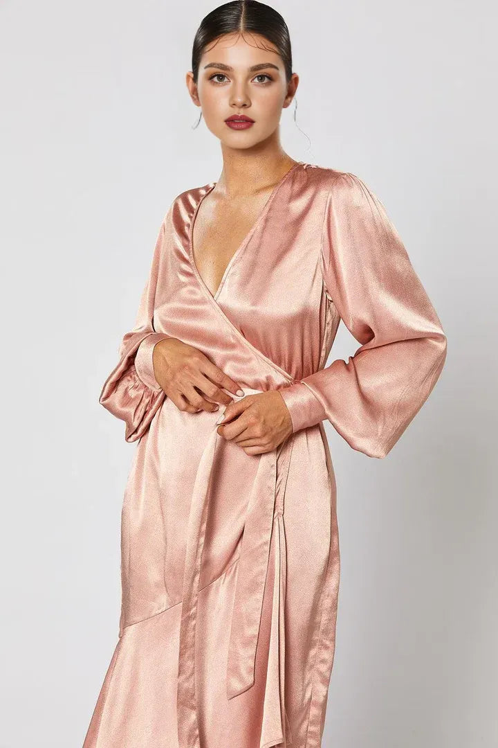 Cheap Fitted V Neck Long Sleeve Ankle-Length Prom Dress