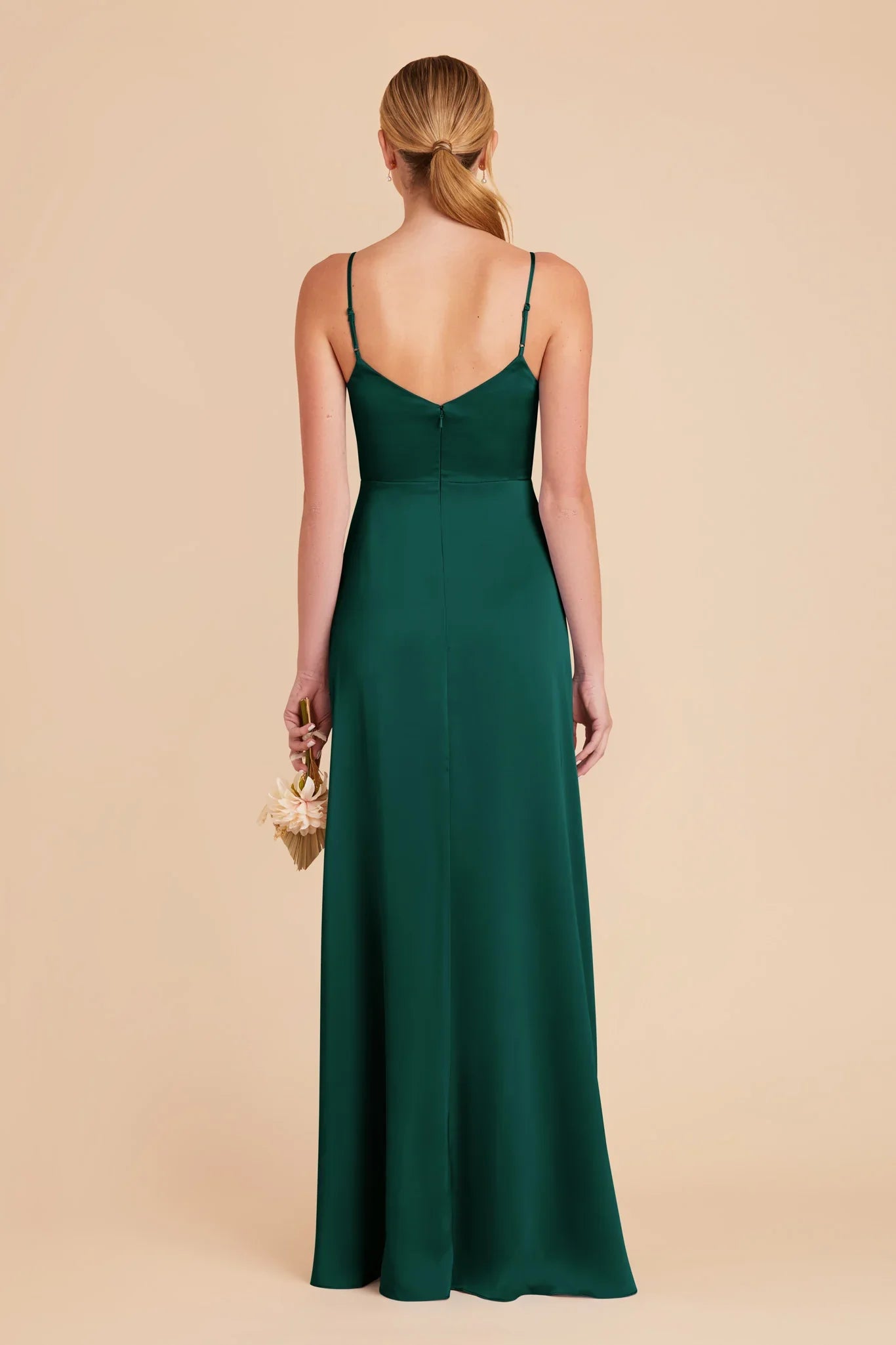 Cheap Sheath/Column V Neck Sleeveless Satin Pleated Maxi Bridesmaid Dress