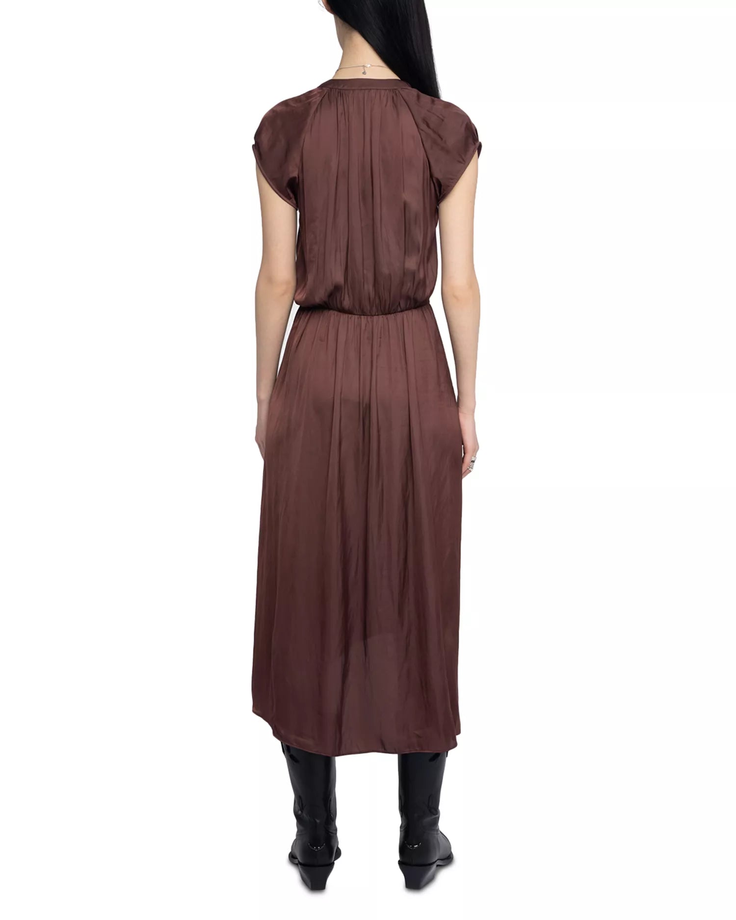 Chic A Line Deep V Neck Cap Sleeve Asymmetrical Hem Floor Length Hot Sale Prom Dress