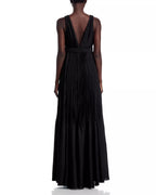 Chic A Line Deep V Neck Sleeveless Braided Back Pleated Floor Length Hot Sale Prom Dress