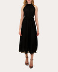 Chic A-Line Halter Neck Sleeveless Keyhole Back Midi Floor Length Prom Dress