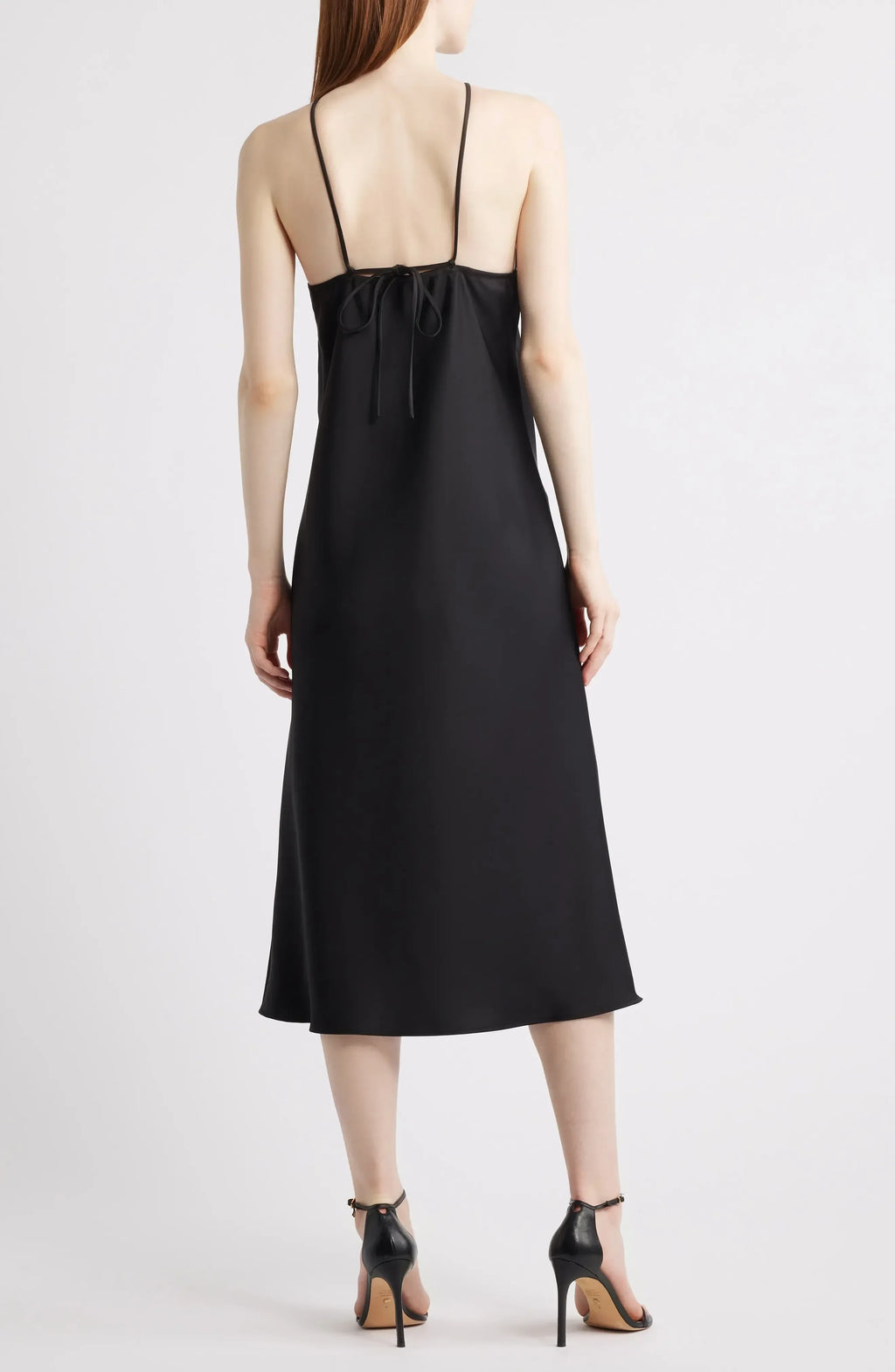 Chic A Line Halter Sleeveless Tie Back Midi Evening Dress
