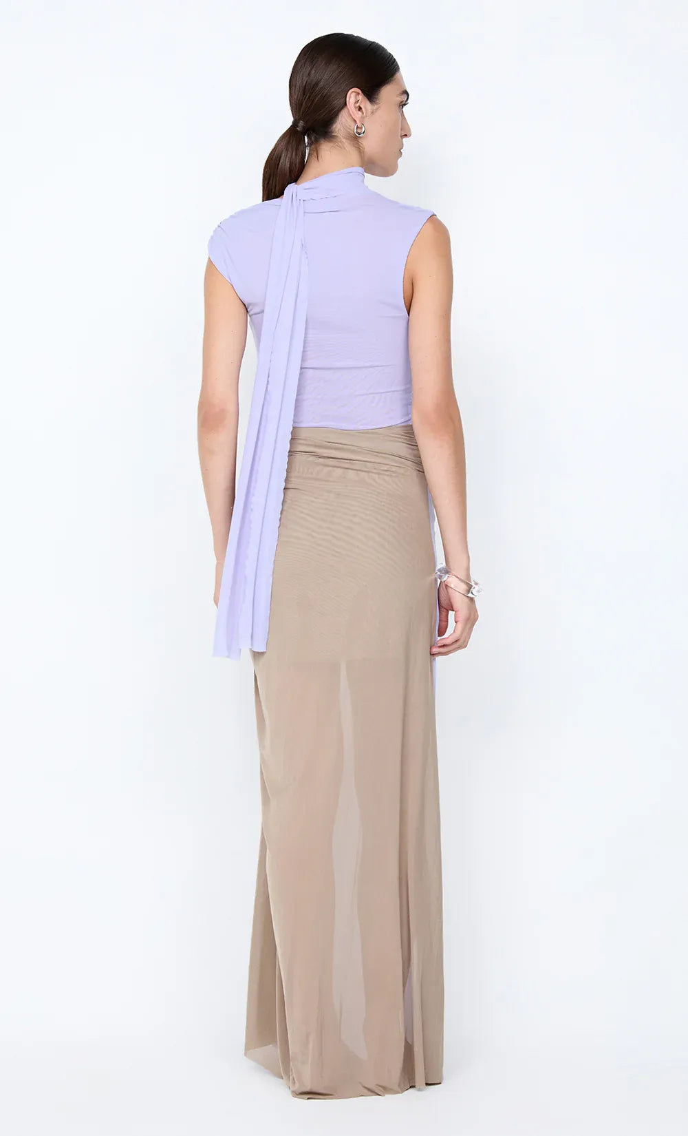 Chic A Line High Neck Sleeveless Tie Back Two Tone Floor Length For Sale Evening Dress
