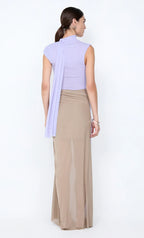 Chic A Line High Neck Sleeveless Tie Back Two Tone Floor Length For Sale Evening Dress