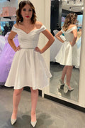 A-Line Off Shoulder Sleeveless Mini Homecoming Dress