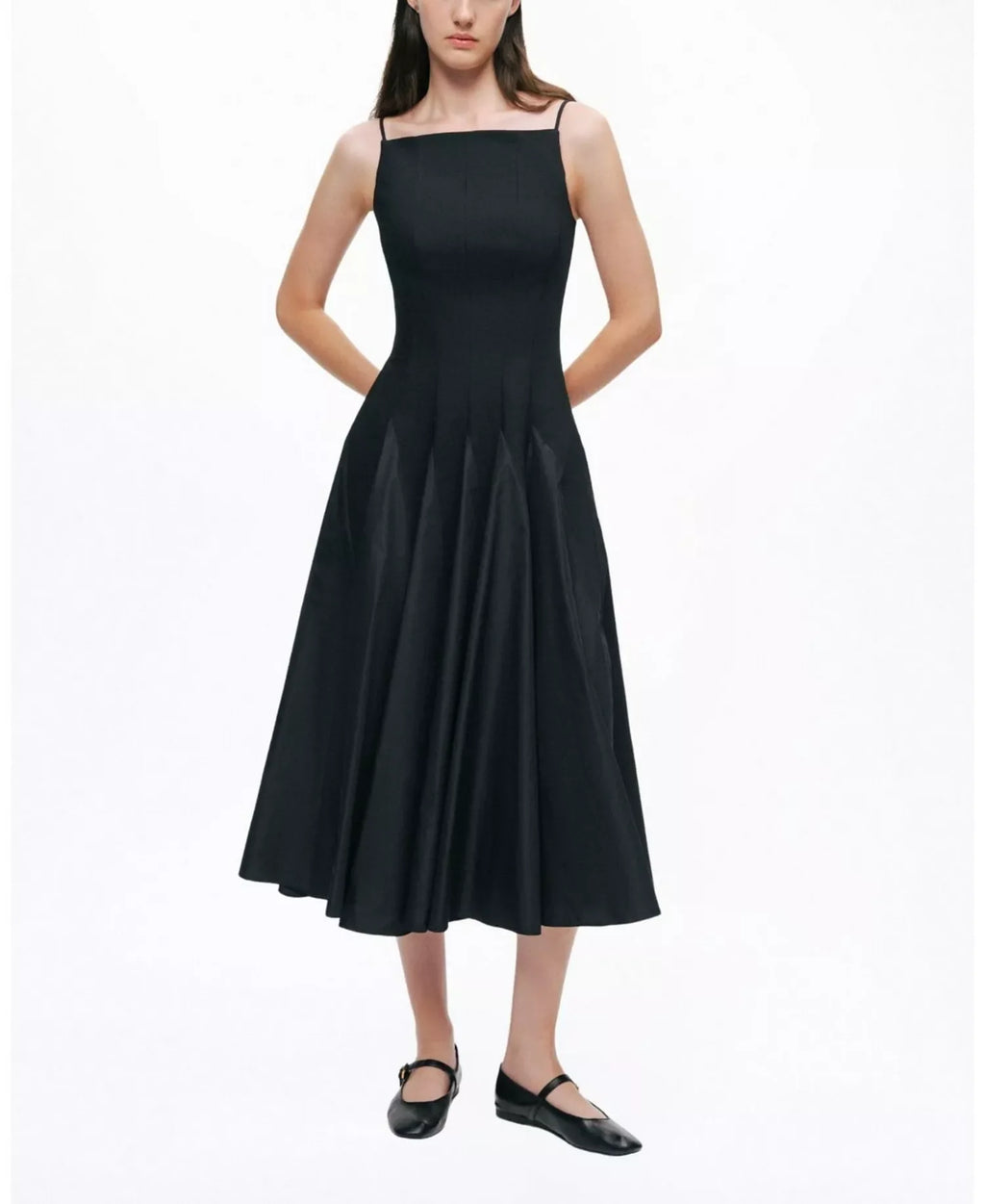 Chic A Line Square Neck Spaghetti Strap Floor Length For Adults Prom Dress