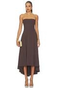 Chic A Line Strapless Sleeveless High Low Zipper Back Midi Evening Dress