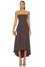 Chic A Line Strapless Sleeveless High Low Zipper Back Midi Evening Dress