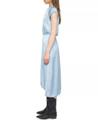 Chic A-Line V-Neck Cap Sleeve Ruched Back Asymmetrical Midi Hot Sale Prom Dress