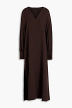Chic A Line V Neck Puff Sleeve High Slit Midi Length Plus Size Evening Dress