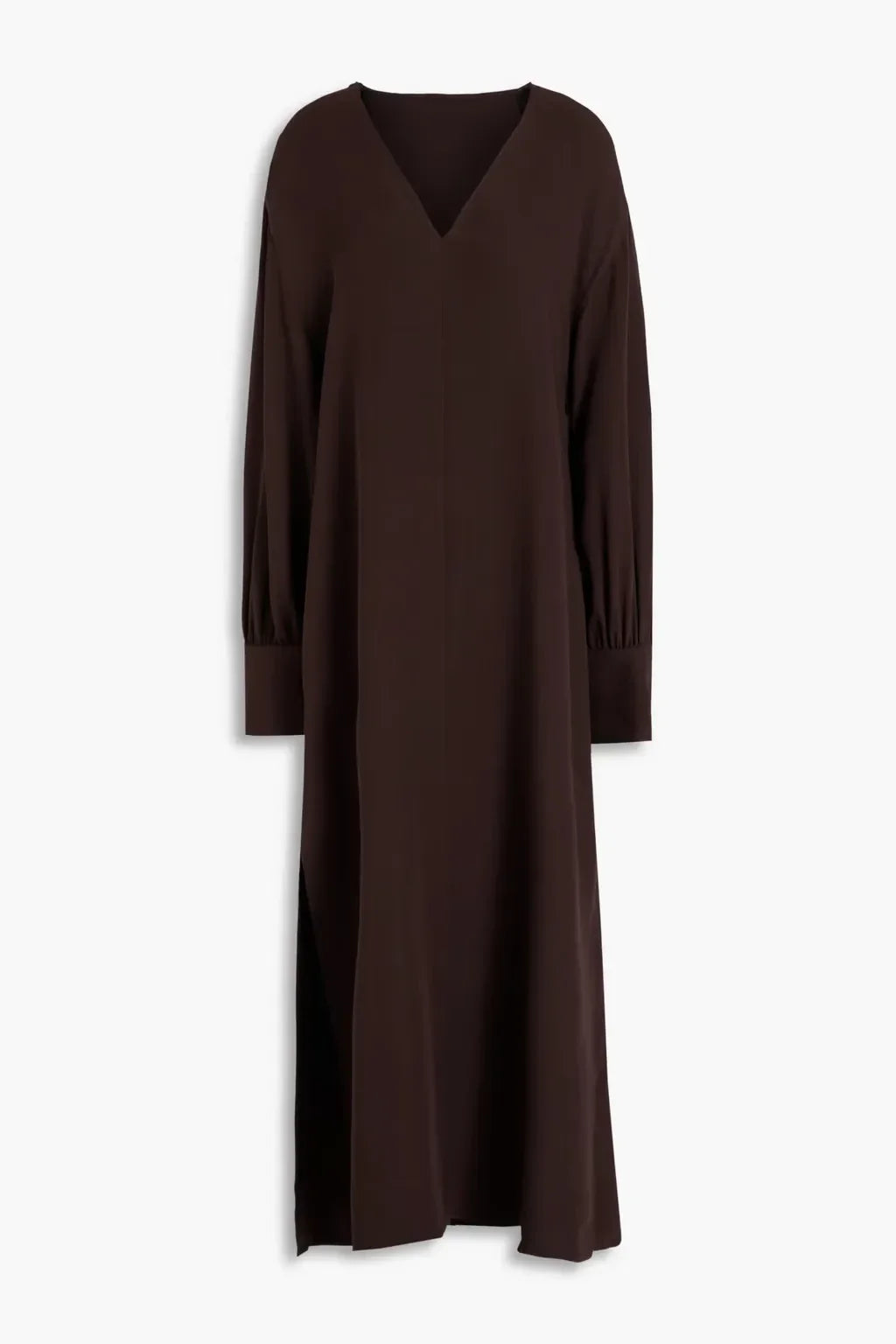 Chic A Line V Neck Puff Sleeve High Slit Midi Length Plus Size Evening Dress
