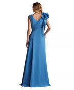 Chic A Line V Neck Sleeveless Floral Shoulder V Back Floor Length For Women Prom Dress