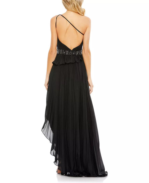 Chic Asymmetrical One-Shoulder Sleeveless Open Back High Low Formal Gown