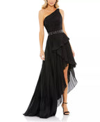 Chic Asymmetrical One-Shoulder Sleeveless Open Back High Low Formal Gown