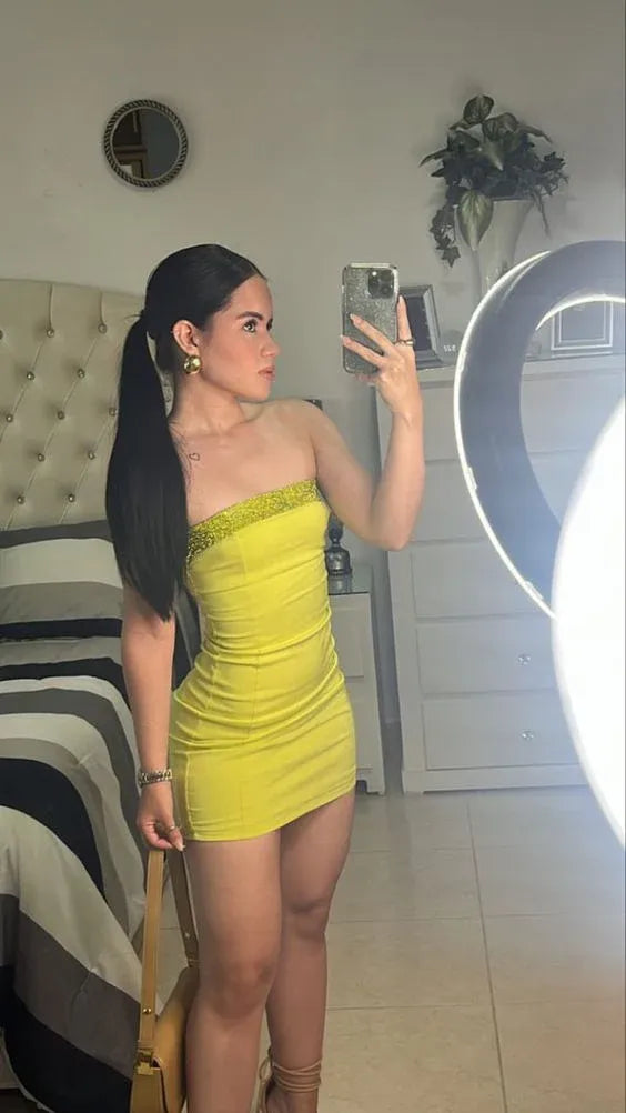 Bodycon Strapless Sleeveless Mini Club Dress