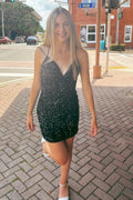 Bodycon V Neck Sleeveless Mini Homecoming Dress