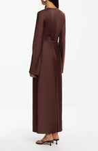 Chic Cutout Sheath Round Neck Long Sleeve Zipper Back Floor Length Evening Dress
