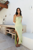 Chic Mermaid Asymmetric Neck Sleeveless Side Slit Floor Length Prom Dress