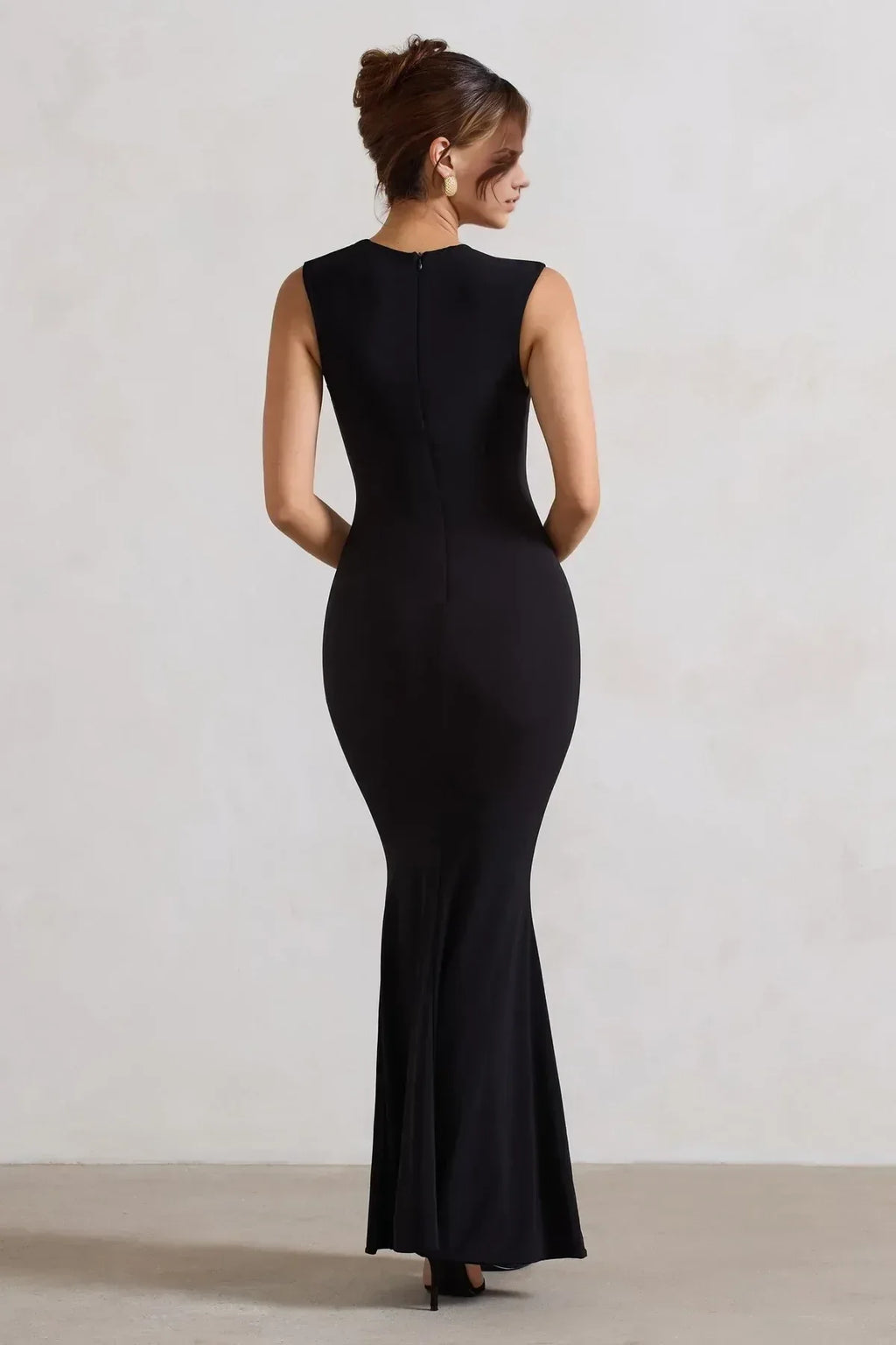 Chic Mermaid Asymmetric Neck Sleeveless Zipper Back Floor Length Evening Dress