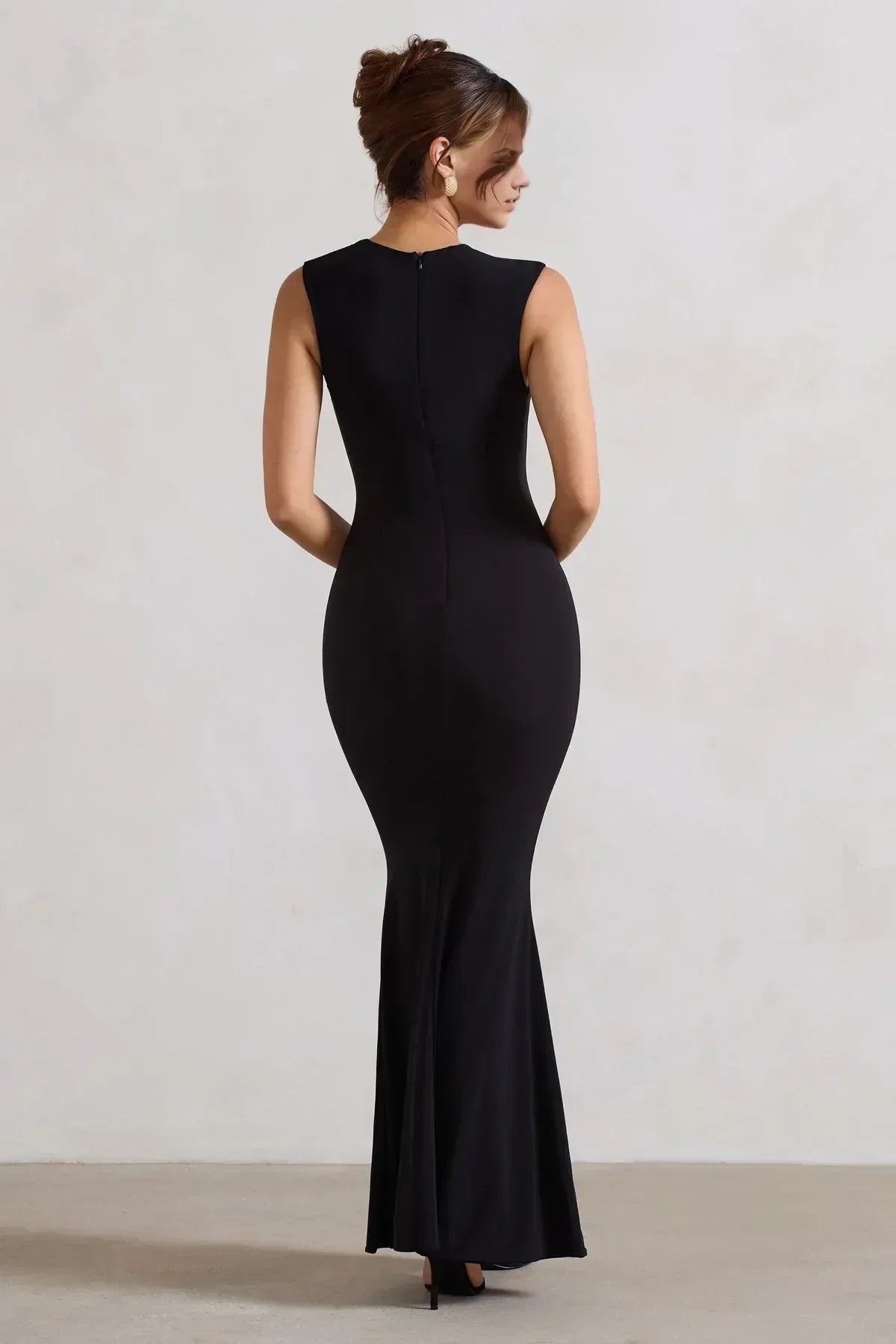 Chic Mermaid Asymmetric Neck Sleeveless Zipper Back Floor Length Evening Dress