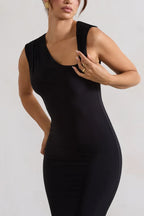 Chic Mermaid Asymmetric Neck Sleeveless Zipper Back Floor Length Evening Dress