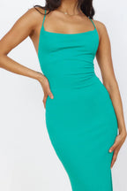 Chic Mermaid Cowl Neck Sleeveless Lace Up Cross Back Floor Length Prom Dress