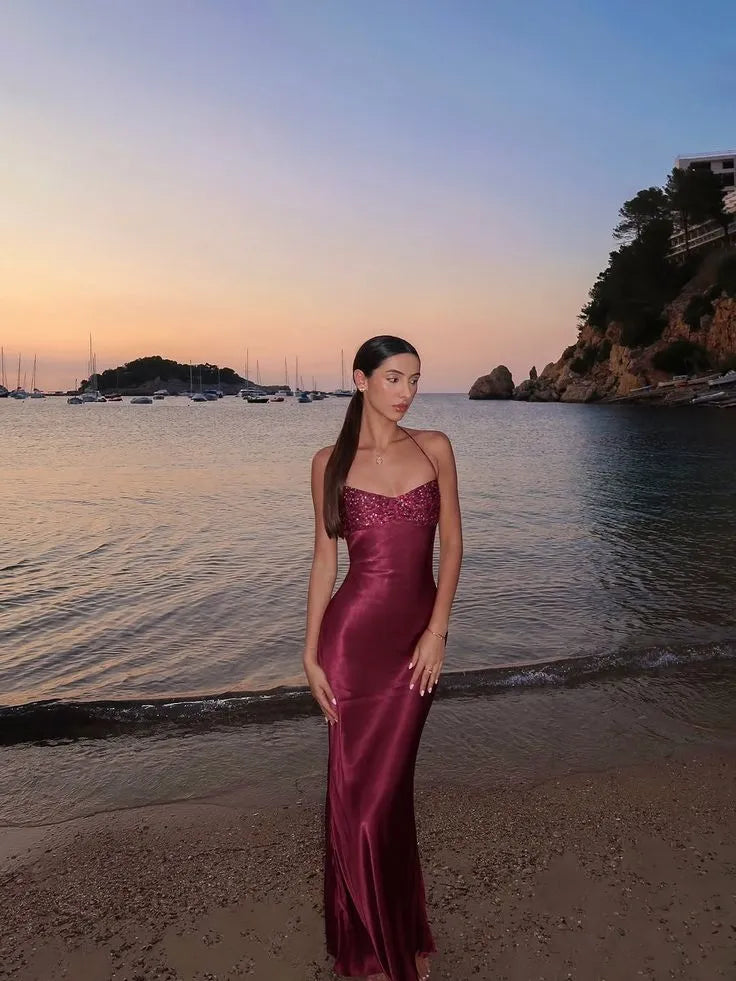 Mermaid Halter Neck Bodice Floor-Length Evening Maxi Dress
