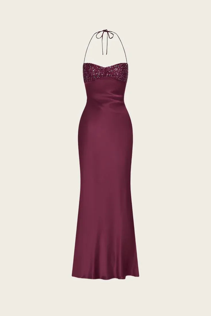 Mermaid Halter Neck Bodice Floor-Length Evening Maxi Dress