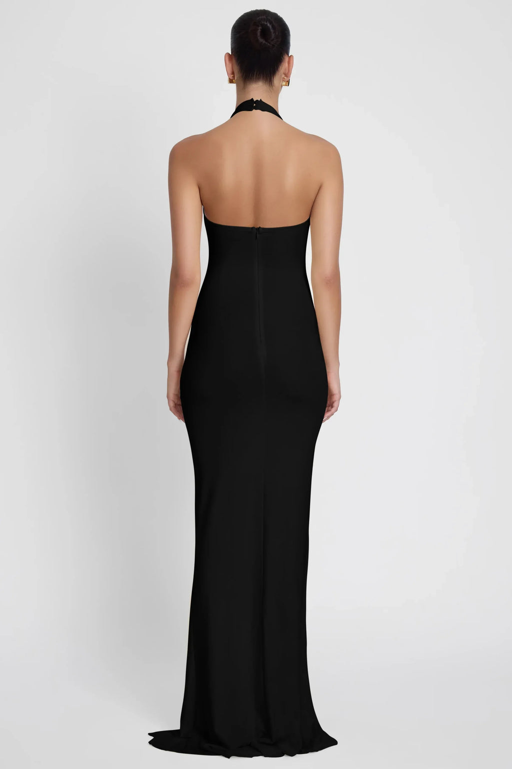 Chic Mermaid Halter Neck Sleeveless Tie Accent Side Slit Floor Length Prom Dress