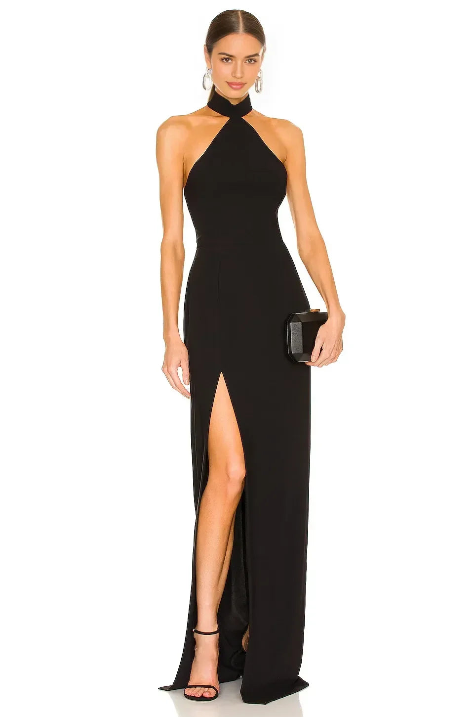 Chic Mermaid Halter Neck Sleeveless Zipper Back Floor Length Evening Dress