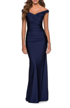 Chic Mermaid Off Shoulder Sleeveless Zipper Back Floor Length Evening Dress