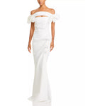 Chic Mermaid Off the Shoulder Bow Accent Cutout Bodice Floor Length For Adults Prom Dress