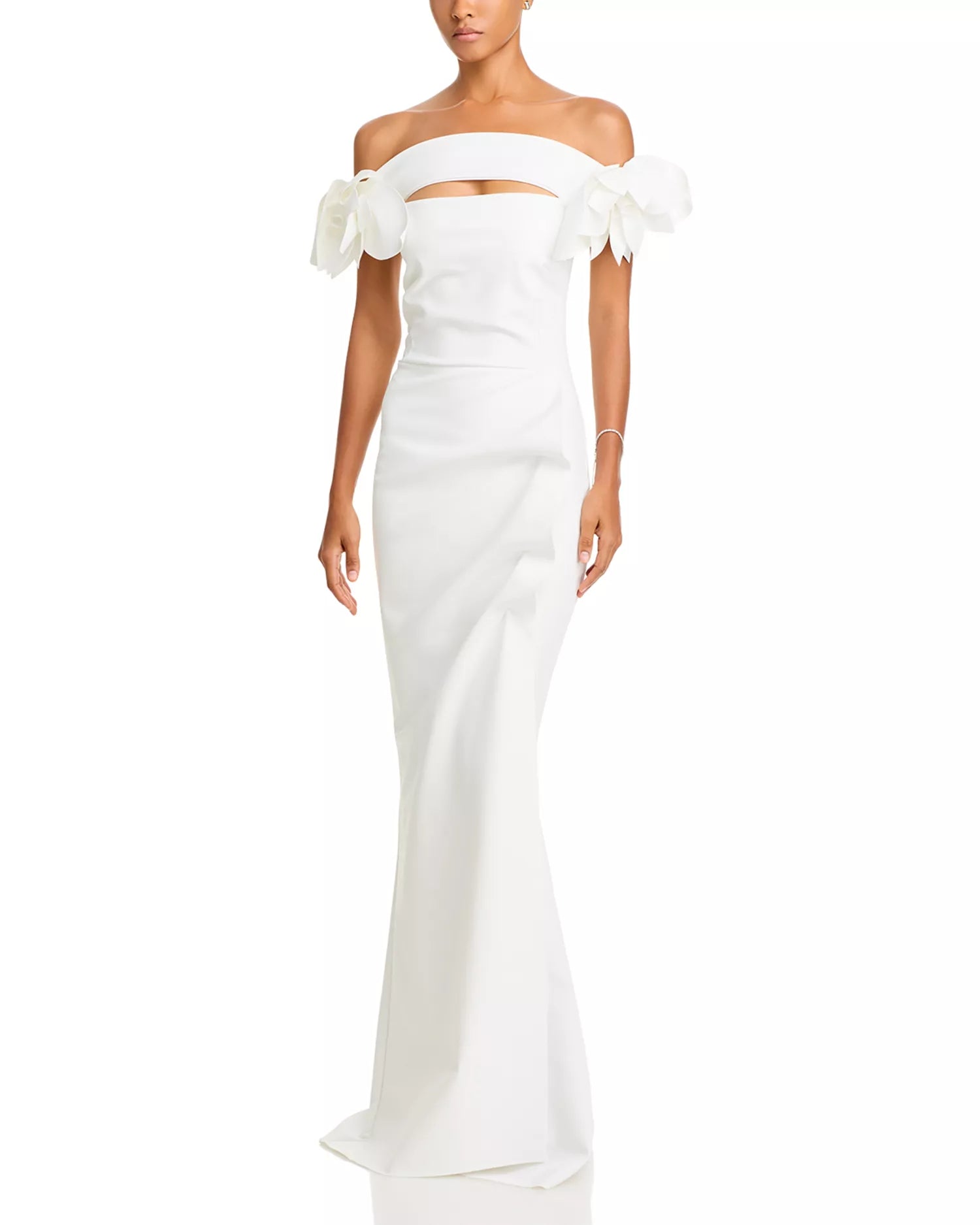 Chic Mermaid Off the Shoulder Bow Accent Cutout Bodice Floor Length For Adults Prom Dress